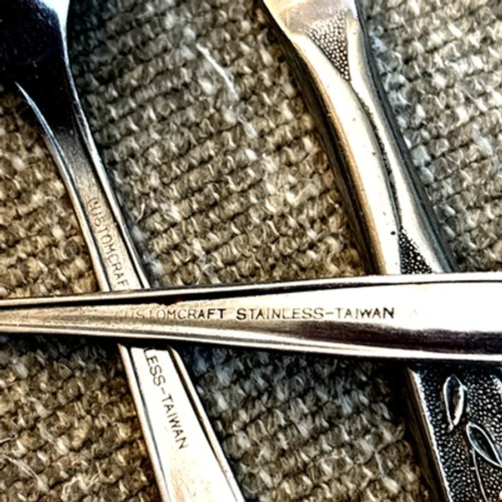 Customcraft stainless steel silverware Taiwan 1 tbsp 1 tsp 1 knife 1960's Vtg